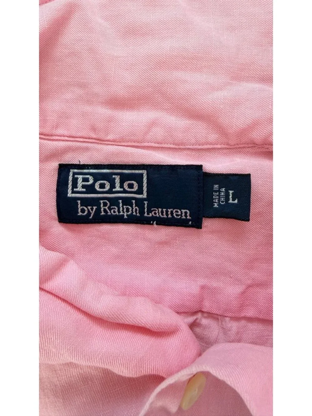 Polo By Ralph Lauren Mens L Pink Linen-Silk Blend Short Sleeve Button-Up Shirt - Picture 3 of 13